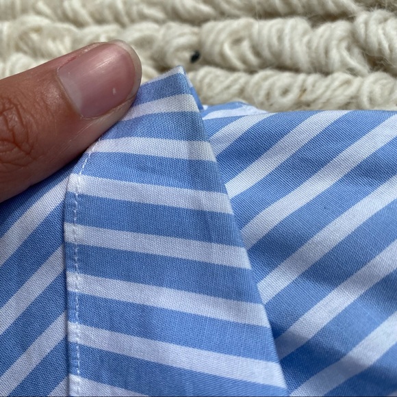 RALPH LAUREN Black Label light blue striped asymmetrical button up top 6 - Picture 9 of 10